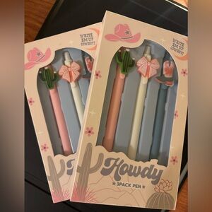 (2) 3 Pack Howdy Cowboy Western Pens